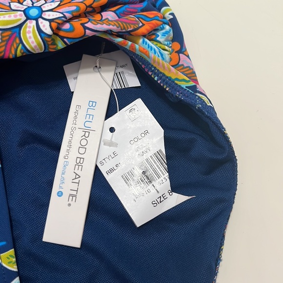 NWT Blue Rod Beattie Bandeau Navy Multi One Piece Swimsuit - Picture 5 of 9